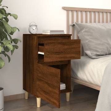 Elegant Brown Oak Bedside Cabinet - 40x35x70 cm | HipoMarket