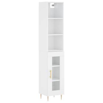 Stylish Highboard High Gloss White - 34.5x34x180 cm