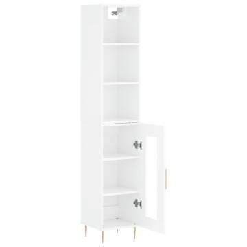 Stylish Highboard High Gloss White - 34.5x34x180 cm