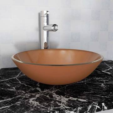 Basin Tempered Glass 42 cm Brown - Stylish Bathroom Upgrade