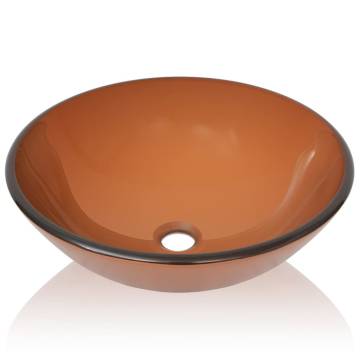 Basin Tempered Glass 42 cm Brown - Stylish Bathroom Upgrade