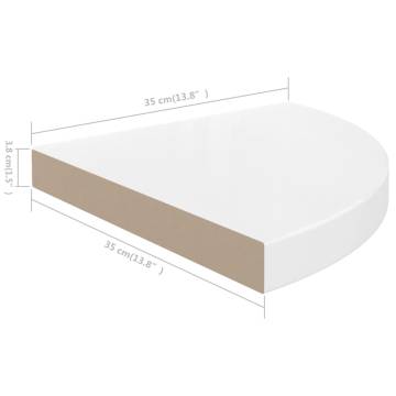 Floating Corner Shelves - 4 pcs High Gloss White | Hipo Market