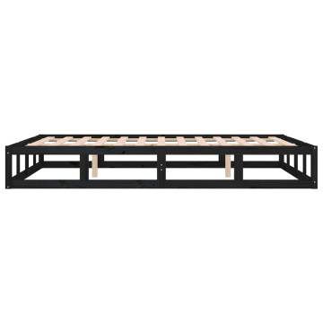 Black Solid Wood Bed Frame 135x190 cm Double | HipoMarket