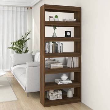 Stylish Brown Oak Book Cabinet & Room Divider - 80x30x198 cm