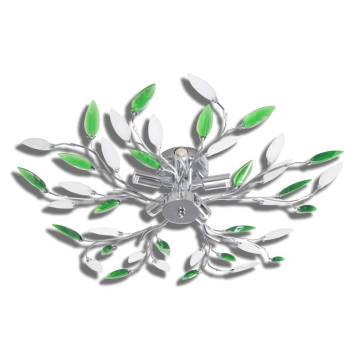 Elegant Green & White Ceiling Lamp with Acrylic Leaves