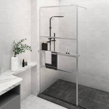 Modern Walk-in Shower Wall with Shelf 80x195 cm - ESG Glass & Aluminiu