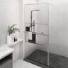 Modern Walk-in Shower Wall with Shelf 80x195 cm - ESG Glass & Aluminiu