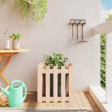 Garden Planter with Fence Design - Solid Pine 50x50x50 cm