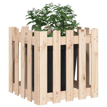 Garden Planter with Fence Design - Solid Pine 50x50x50 cm