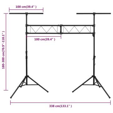 Light Stand Black 338x115x(180-300) cm Steel - Hipomarket