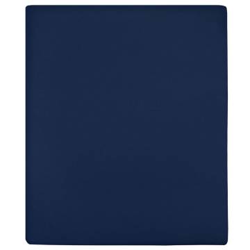 Jersey Fitted Sheets 2 pcs Navy Blue 160x200 cm Cotton | Hipomarket