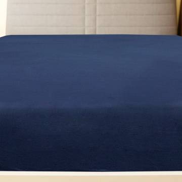 Jersey Fitted Sheets 2 pcs Navy Blue 160x200 cm Cotton | Hipomarket