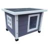 @Pet Outdoor Cat House XL 68.5x54x51.5 cm Wood Grey and White Colour grey Size 68.5 x 54 x 51.5 cm 