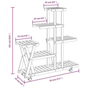 Flower Stand with Wheels - Durable Solid Wood Fir | HipoMarket