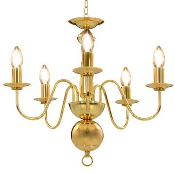 Elegant Golden Chandelier - 5 E14 Bulbs for Home & Commercial Use