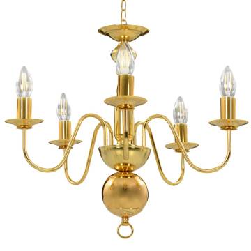 Elegant Golden Chandelier - 5 E14 Bulbs for Home & Commercial Use