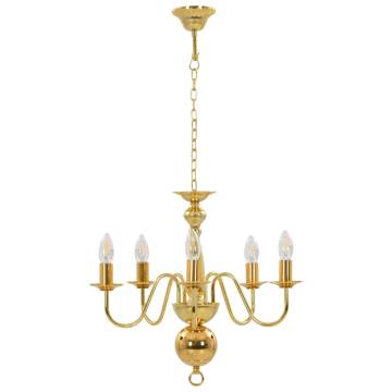 Elegant Golden Chandelier - 5 E14 Bulbs for Home & Commercial Use