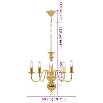 Elegant Golden Chandelier - 5 E14 Bulbs for Home & Commercial Use