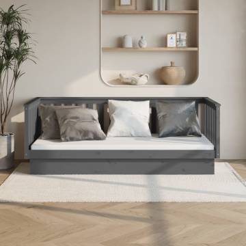 Versatile Grey Day Bed 80x200 cm Solid Pine Wood - Hipo Market