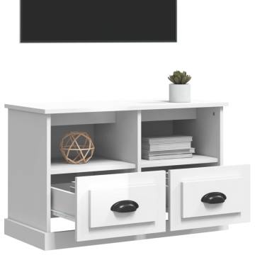 Stylish High Gloss White TV Cabinet | 80x35x50 cm