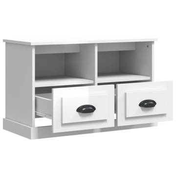 Stylish High Gloss White TV Cabinet | 80x35x50 cm