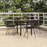 5 Piece Garden Dining Set Black Poly Rattan Colour black Size 80 cm table length Number of 4 