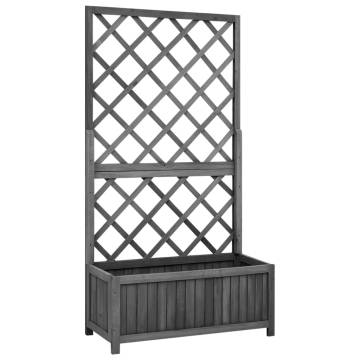 Garden Trellis Planter Black 70x30x135 cm - Solid Firwood