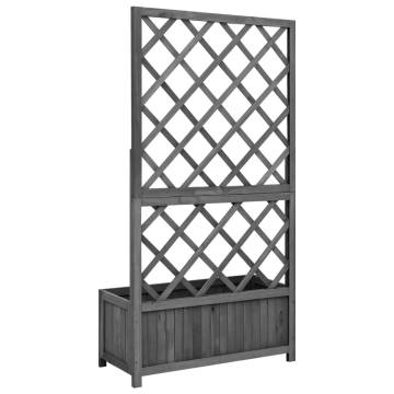 Garden Trellis Planter Black 70x30x135 cm - Solid Firwood