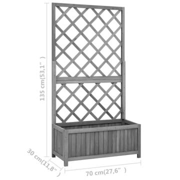 Garden Trellis Planter Black 70x30x135 cm - Solid Firwood