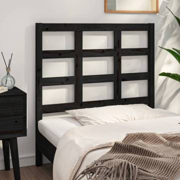 Stylish Black Solid Pine Bed Headboard - 105.5x4x100 cm