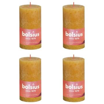 Bolsius Rustic Pillar Candles Shine - Honeycomb Yellow (4 pcs)