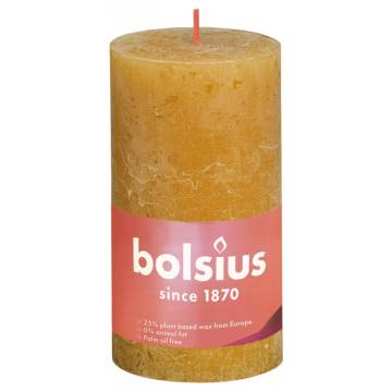 Bolsius Rustic Pillar Candles Shine - Honeycomb Yellow (4 pcs)