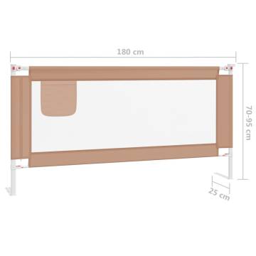 Toddler Safety Bed Rail Taupe - 180x25 cm Fabric | Hipo Market