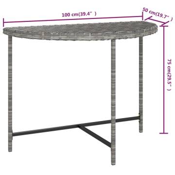 Garden Table Grey 100x50x75 cm Poly Rattan | HipoMarket