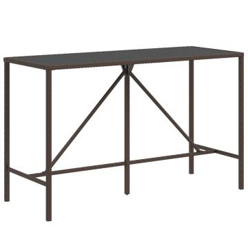 Stylish Brown Bar Table with Glass Top - 180x70 cm