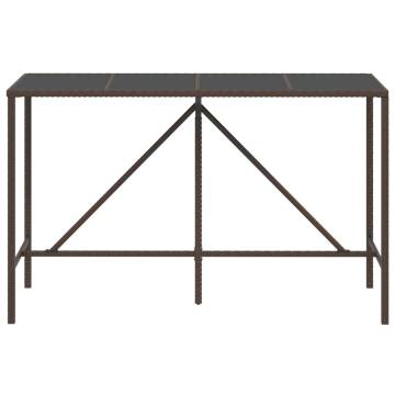 Stylish Brown Bar Table with Glass Top - 180x70 cm