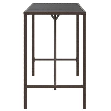 Stylish Brown Bar Table with Glass Top - 180x70 cm