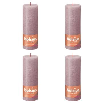 Bolsius Rustic Pillar Candles Shine 4 pcs - Ash Rose | HipoMarket