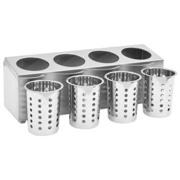 Stainless Steel Cutlery Holder - 4 Grids | Hipo Market