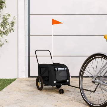 Durable Pet Bike Trailer - Black Oxford Fabric & Iron