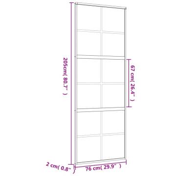 Sliding Door Gold 76x205 cm - Clear ESG Glass & Aluminium