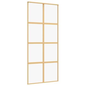 Sliding Door Gold 90x205 cm Clear ESG Glass & Aluminium