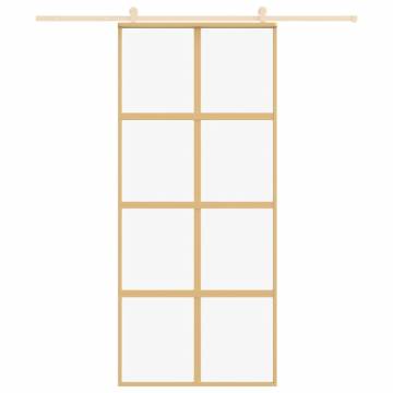 Sliding Door Gold 90x205 cm Clear ESG Glass & Aluminium