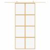 Sliding Door Gold 90x205 cm Clear ESG Glass & Aluminium