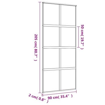 Sliding Door Gold 90x205 cm Clear ESG Glass & Aluminium