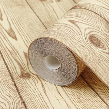 3D Wood Grain Brown Wallpaper - Stylish Home Decor