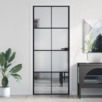 Interior Door Slim Black 83x201.5 cm - Tempered Glass & Aluminium