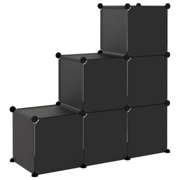 Storage Cube Organiser with 6 Cubes - Black PP | HipoMarket