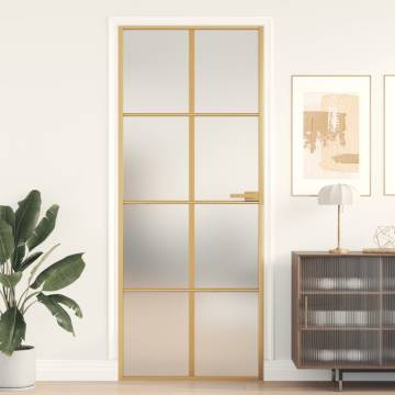 Stylish Slim Golden Interior Door with Tempered Glass - 83x201.5cm