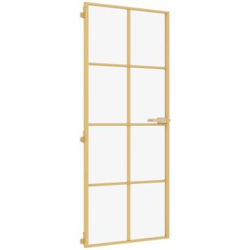 Stylish Slim Golden Interior Door with Tempered Glass - 83x201.5cm